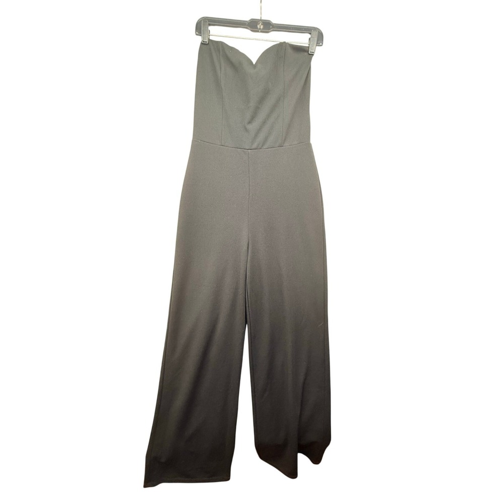 Lulus Black Strapless Wide Leg Jumpsuit Womens Size‎ Medium Formal Party Romper